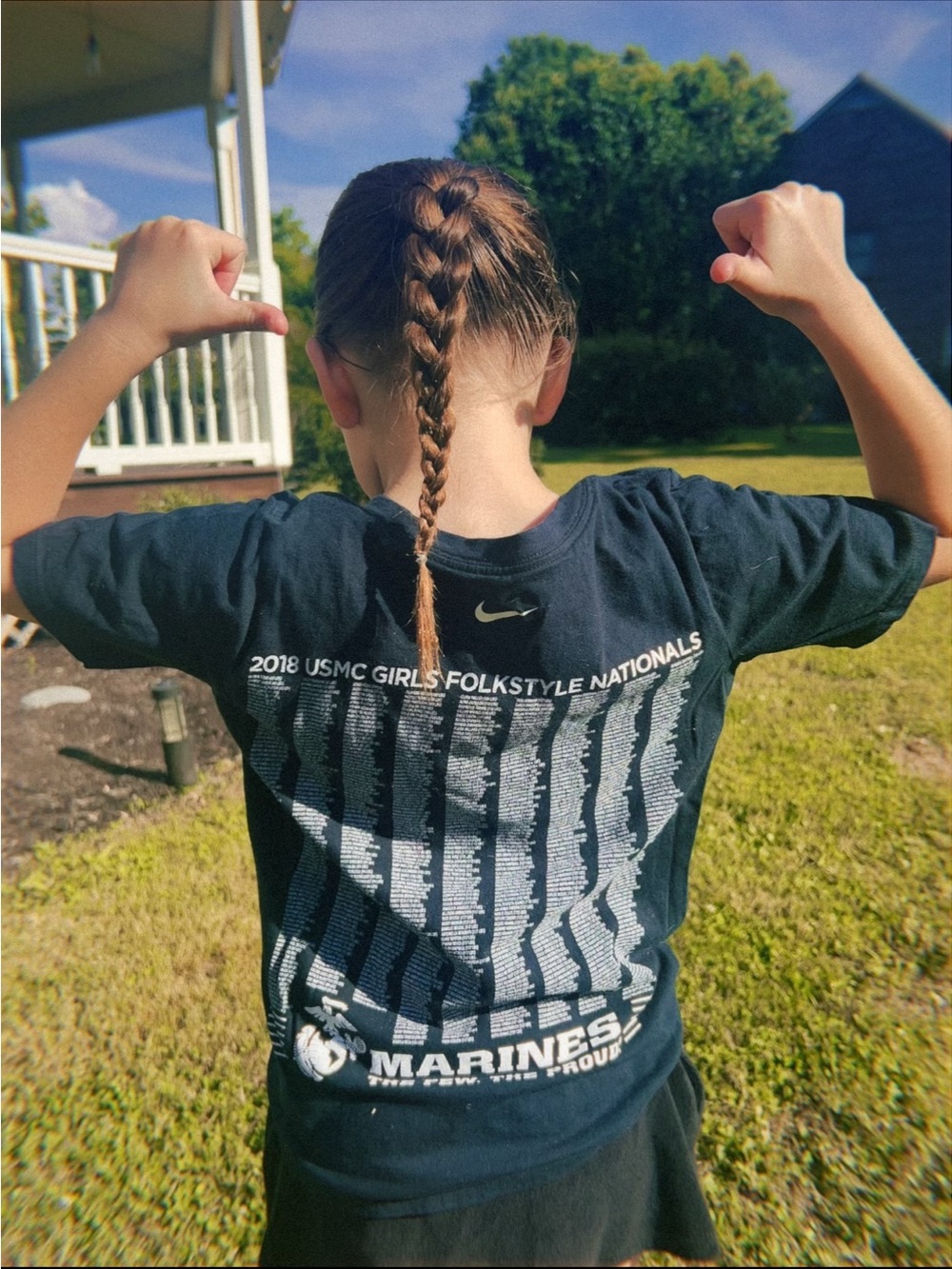 Nike Kids Navy Blue Marines Graphic Short Sleeve Tee